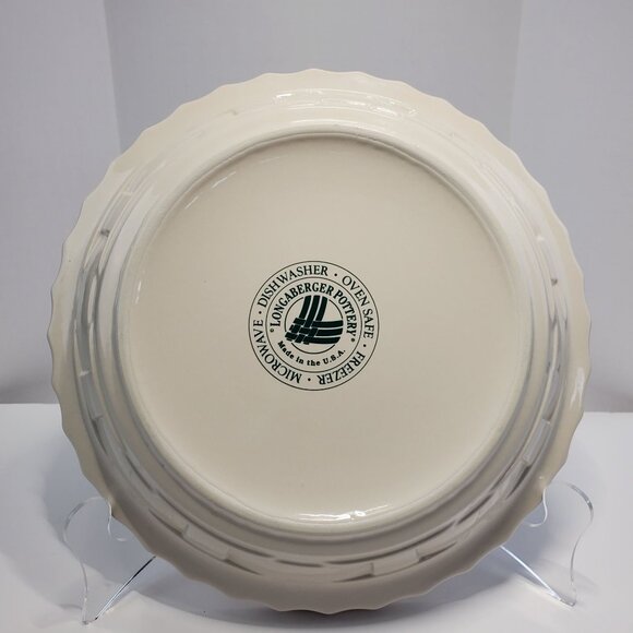 Vintage Longaberger Pottery Pie Plate Woven Traditions Ivory 10" USA - Picture 5 of 6